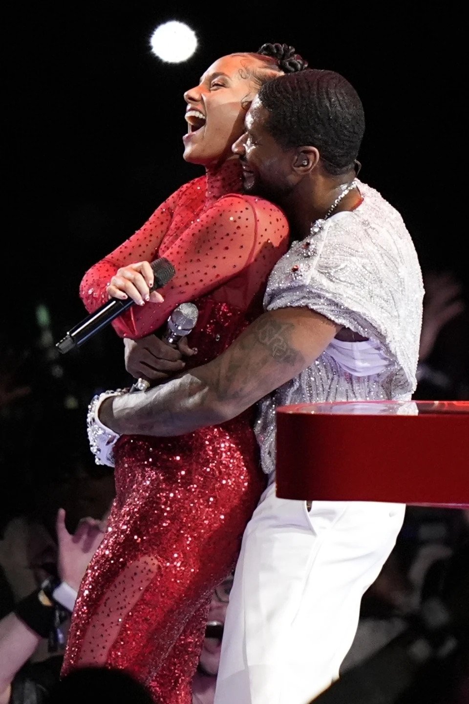 Usher and Alicia Keys during NFL Super Bowl 2024