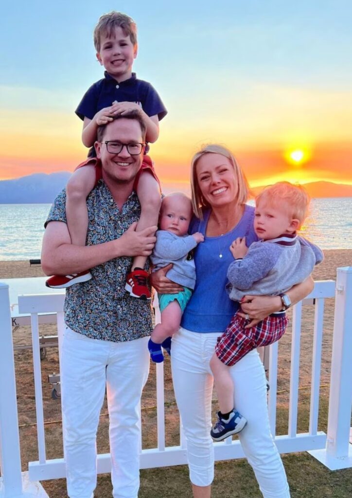Dylan Dreyer and husband Brian Fichera with their three sons Calvin, Oliver and Rusty in a July 2024 Instagram post.