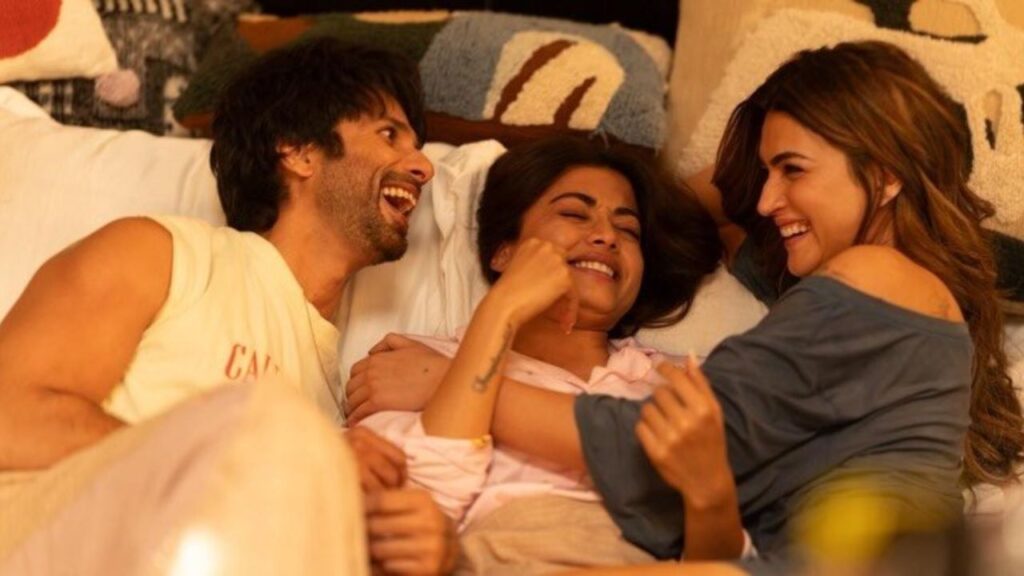 Shahid Kapoor, Kriti Sanon, and Rashmika Mandana from Cocktail 2