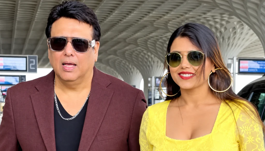 Komal Rani Swarnkar and Govinda at the airport