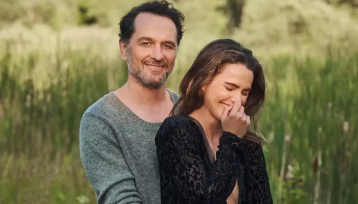 Matthew Rhys and Keri Russell appearing together at a high-profile awards event.