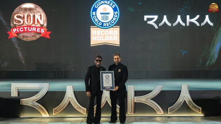 Allu Arjun and Atlee holding the Guinness World Record for Raaka movie